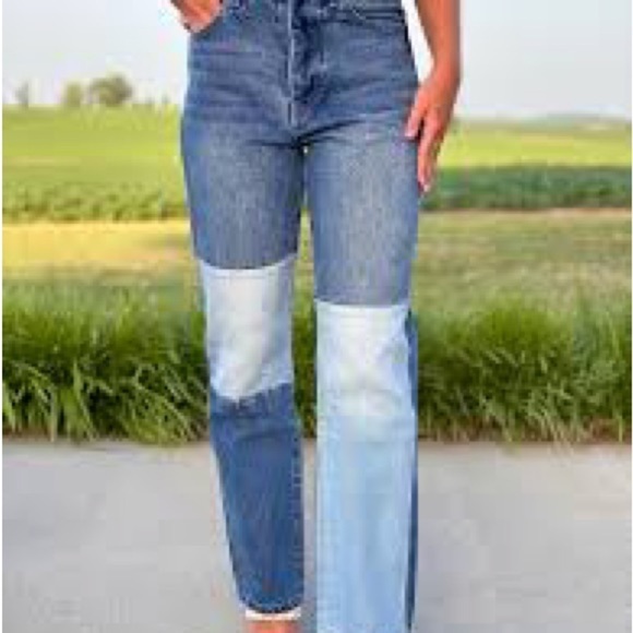 KanCan Denim - KanCan Rebekah Ultra High Rise 90s Straight Leg Patchwork Jeans, Size 11/29 Boho